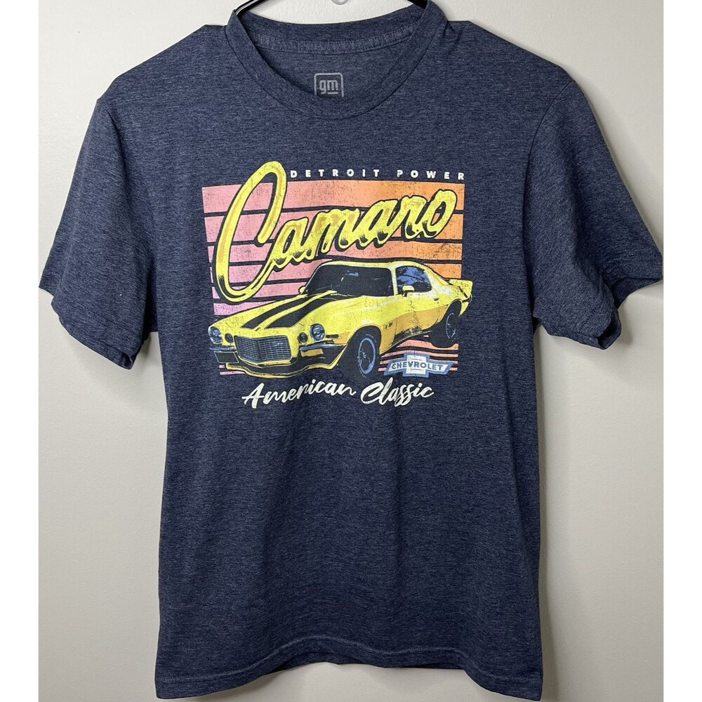 General Motors Men's Camaro Chevrolet Graphic Logo T-Shirt Blue Hybrid Apparel S